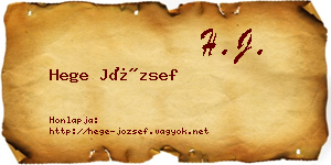 Hege József névjegykártya